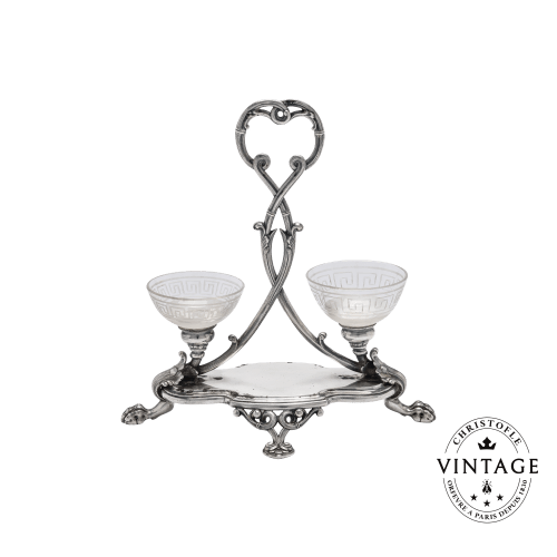 christofle Vintage Silvered Double Salt Shaker Griffes Antiques