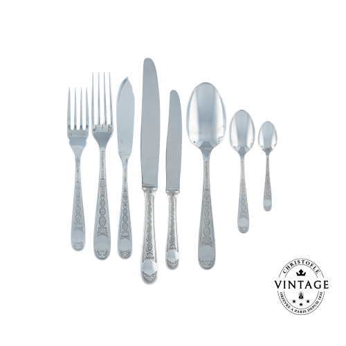 christofle Vintage Silvered Flatware Set for 12 people (96 pieces) Villeroy