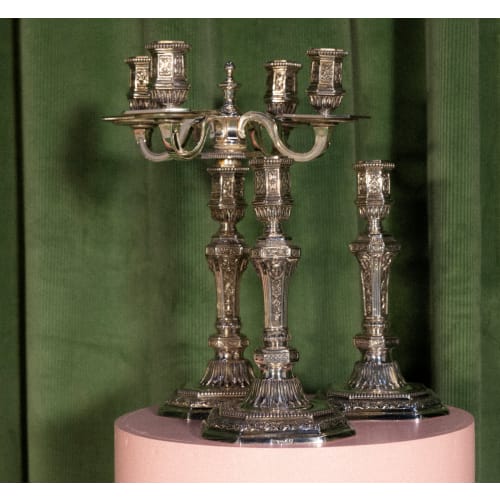 christofle Vintage Silvered Four Lights Candelabra Duperier