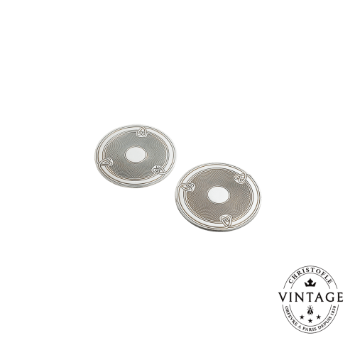 christofle Vintage Silvered Glass Coaster Louis-Philippe