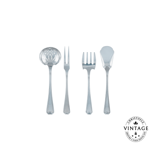 christofle Vintage Silvered Hors D'Oeuvre Flatware Set Chevron