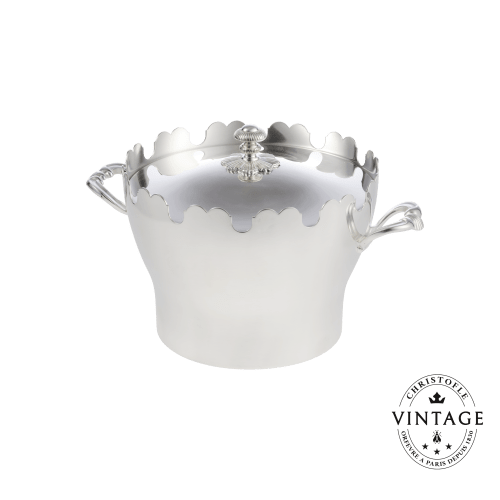 christofle Vintage Silvered Isotherm Ice Bucket Clotaire / Fleuron