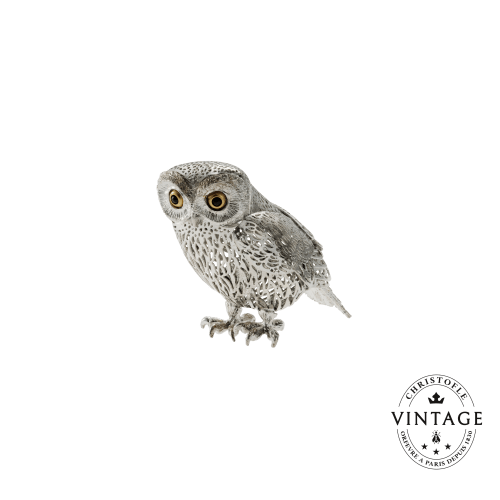 christofle Vintage Silvered Little Owl Lumière d'Argent