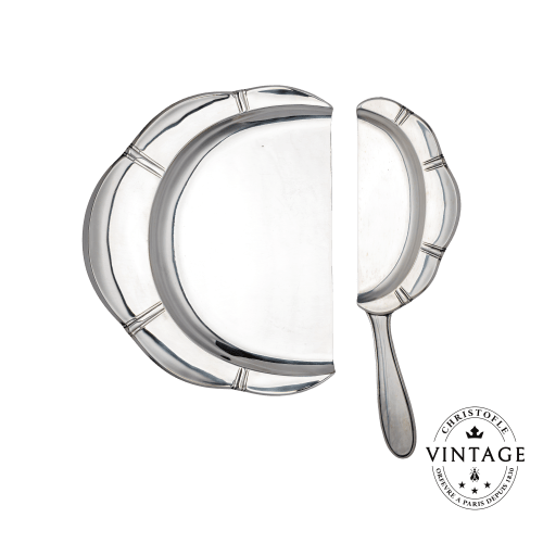 christofle Vintage Silvered Lobes and Godrons Crumb Collector Gallia