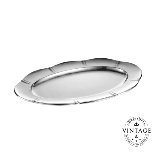 christofle Vintage Silvered Lobes et Godrons Oval Platter - 15 in Gallia