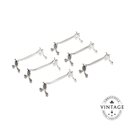 christofle Vintage Silvered Louis XIV Knife Holders For 6 Coquille