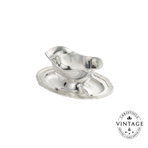 christofle Vintage Silvered Oval Gravy Boat Contours