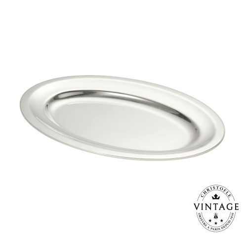 christofle Vintage Silvered Oval Serving Tray - 12 in Atlante