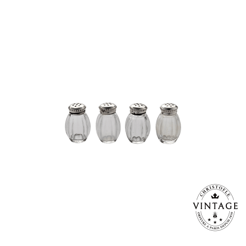 christofle Vintage Silvered Salt & Pepper Shakers - Set of 4 Perles