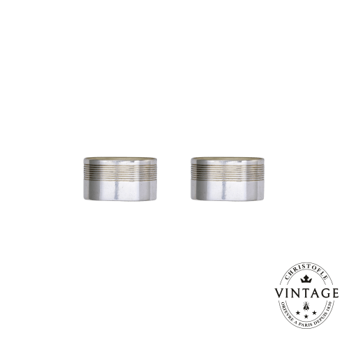 christofle Vintage Silvered Set of 2 Napkin Rings Filets gravés