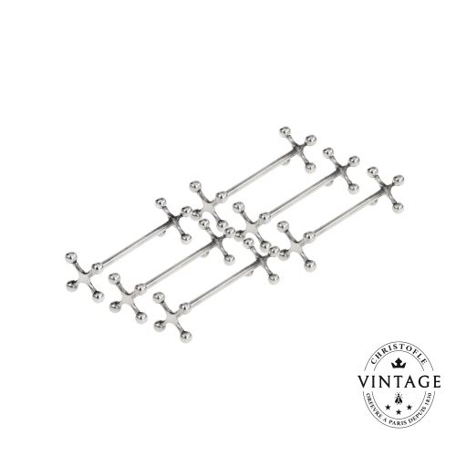 christofle Vintage Silvered Set of 6 Knife Rests 4 balls