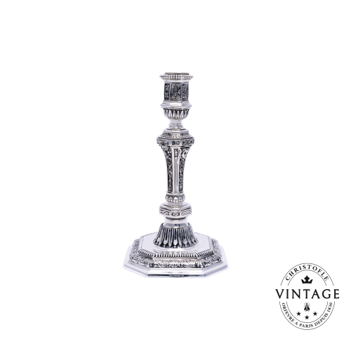christofle Vintage Silvered Single Light Candlestick Duperier