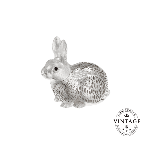 christofle Vintage Silvered Sitting Rabbit Lumière d'Argent
