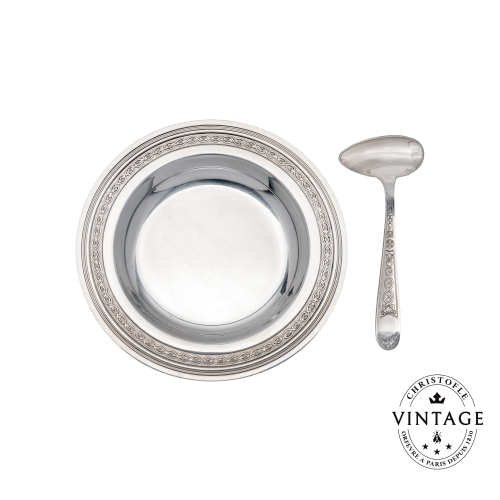 christofle Vintage Silvered Soup Plate and Spoon Villeroy