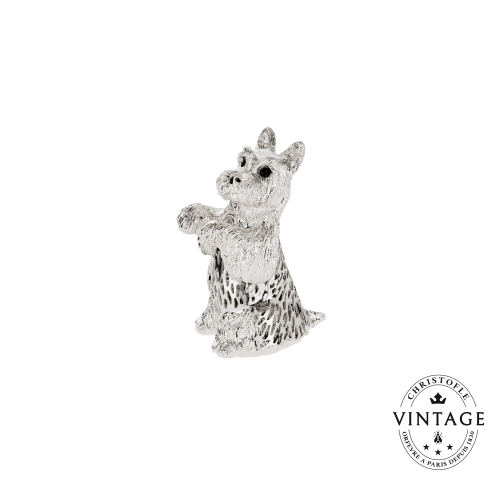 christofle Vintage Silvered Standing Scottish Terrier Puppy Lumière d'Argent