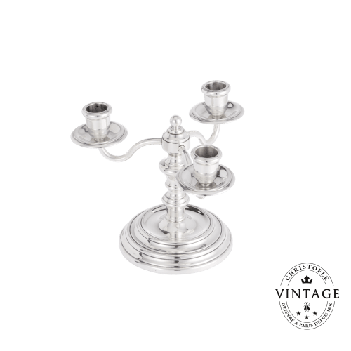 christofle Vintage Silvered Three Light Candelabra Albi