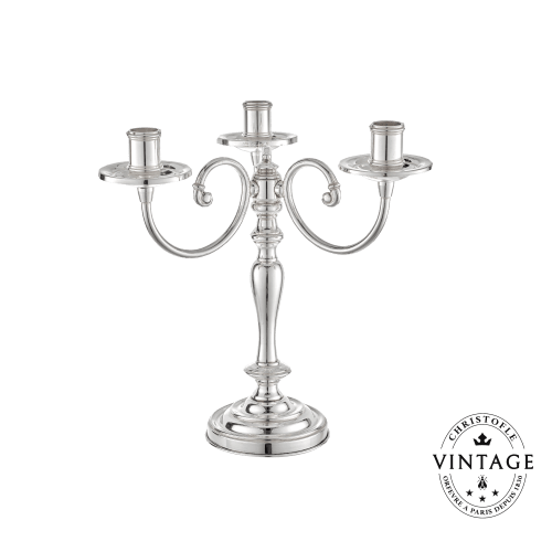 christofle Vintage Silvered Three light Candelabra Cheverny