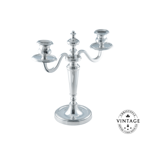 christofle Vintage Silvered Two Light Candelabra Kent