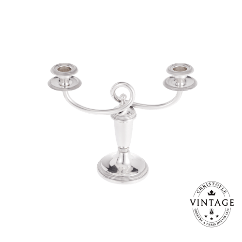 christofle Vintage Silvered Two Light Candelabra Royaumont