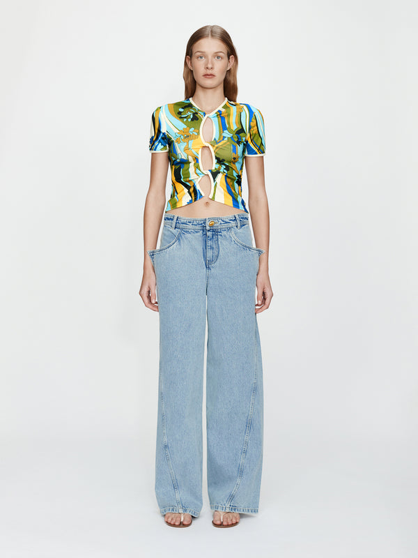 Christopher Esber Acidic Floral Open Twist Tee Acidic Floral Print