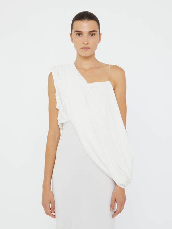 Christopher Esber Aiba Draped Jersey Tee Dress White