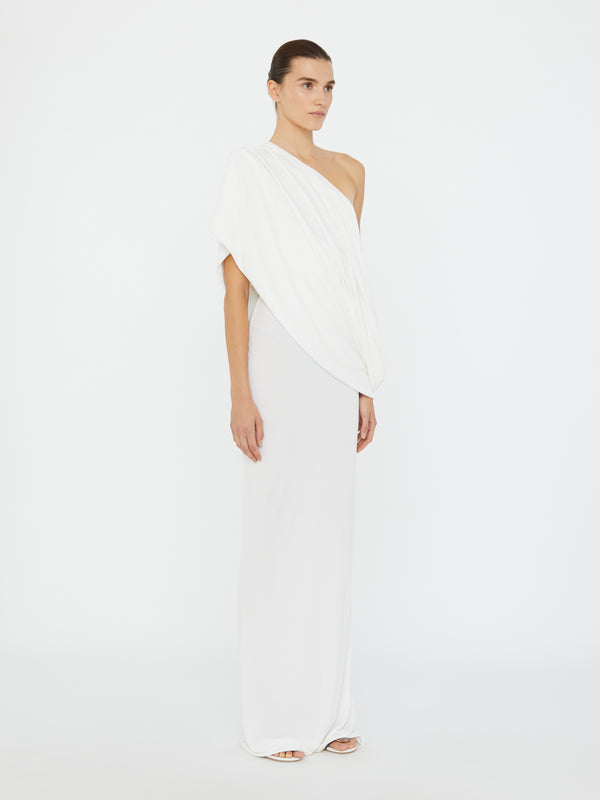 Christopher Esber Aiba Draped Jersey Tee Dress White