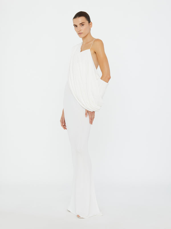 Christopher Esber Aiba Draped Jersey Tee Dress White