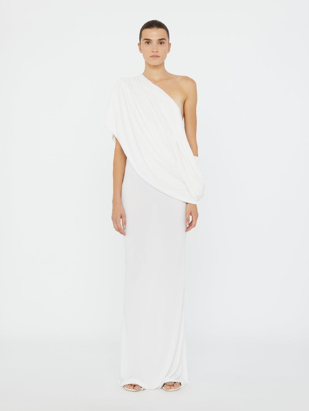 christopher esber Aiba Draped Jersey Tee Dress white
