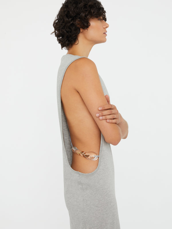 Christopher Esber Anora Encased Nature Column Dress Grey Marle