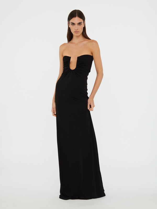 Christopher Esber Arced Palm Strapless Dress Black Arced Palm Strapless Dress Magenta Arced Palm Strapless Dress Saffron Arced Palm Strapless Dress Boston Blue Arced Palm Strapless Dress Grapefruit