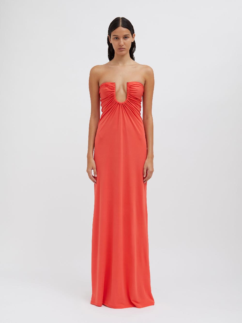 christopher esber Arced Palm Strapless Dress grapefruit Arced Palm Strapless Dress black Arced Palm Strapless Dress boston blue Arced Palm Strapless Dress saffron Arced Palm Strapless Dress magenta