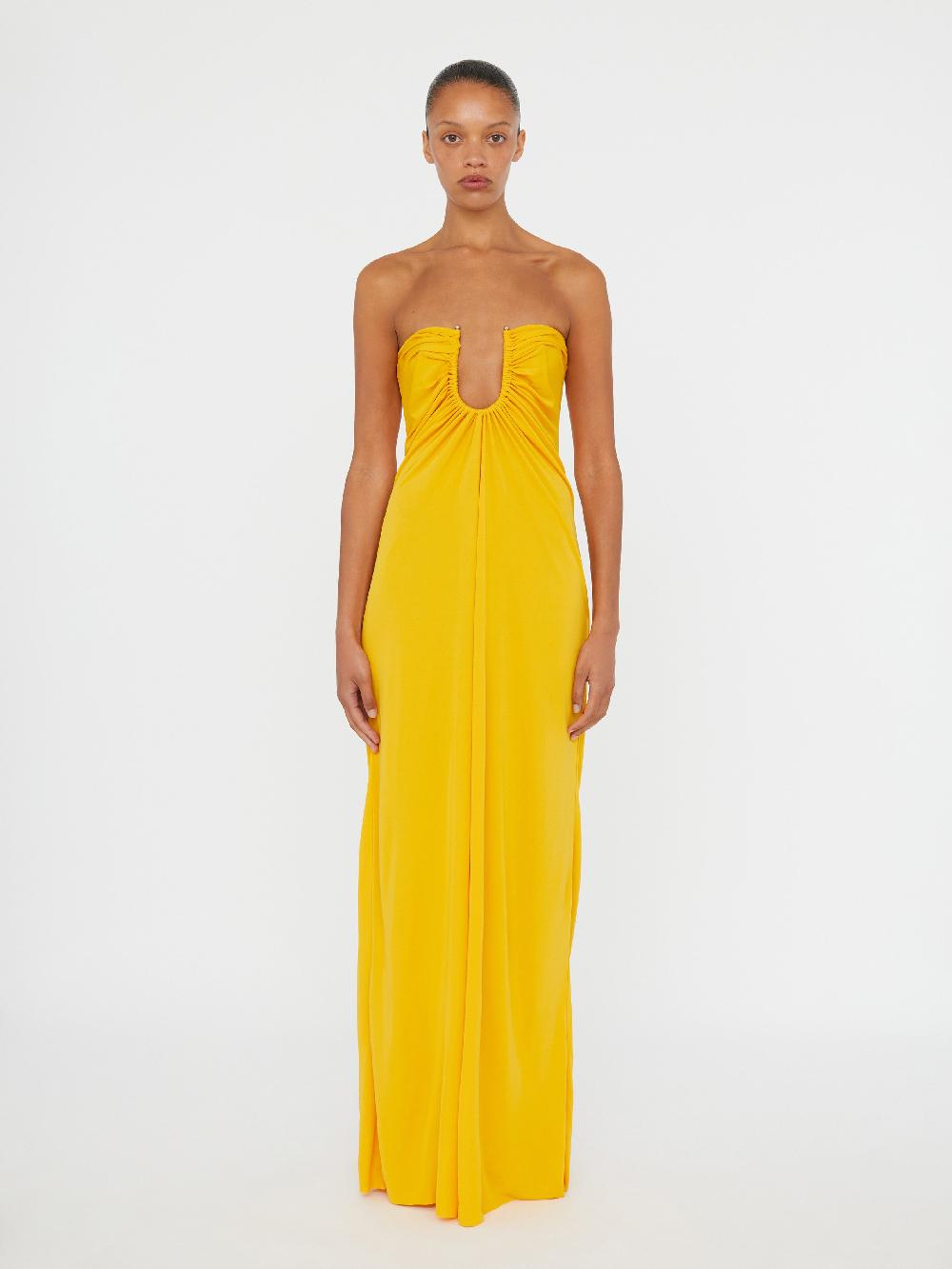 christopher esber Arced Palm Strapless Dress saffron Arced Palm Strapless Dress magenta Arced Palm Strapless Dress black Arced Palm Strapless Dress grapefruit Arced Palm Strapless Dress boston blue