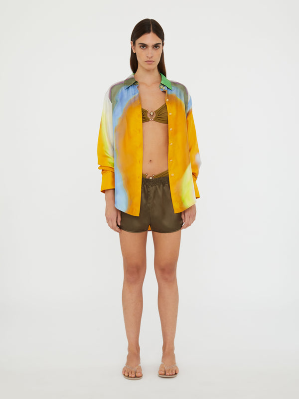 Christopher Esber Aura Silk Slim Shirt Tangelo Aura Print