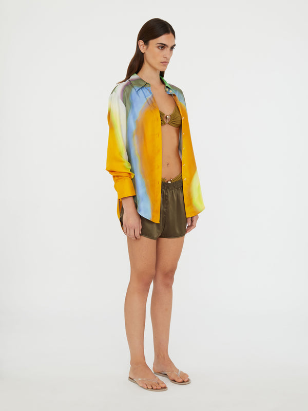 Christopher Esber Aura Silk Slim Shirt Tangelo Aura Print