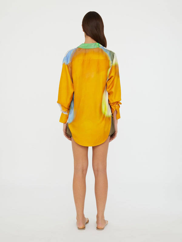 Christopher Esber Aura Silk Slim Shirt Tangelo Aura Print