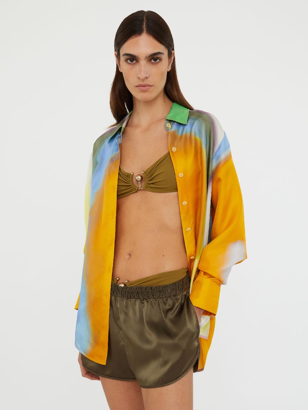 christopher esber Aura Silk Slim Shirt tangelo aura print