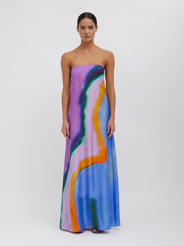 Christopher Esber Aura Silk Strapless Dress Aura Print Aura Silk Strapless Dress TANGELO AURA PRINT