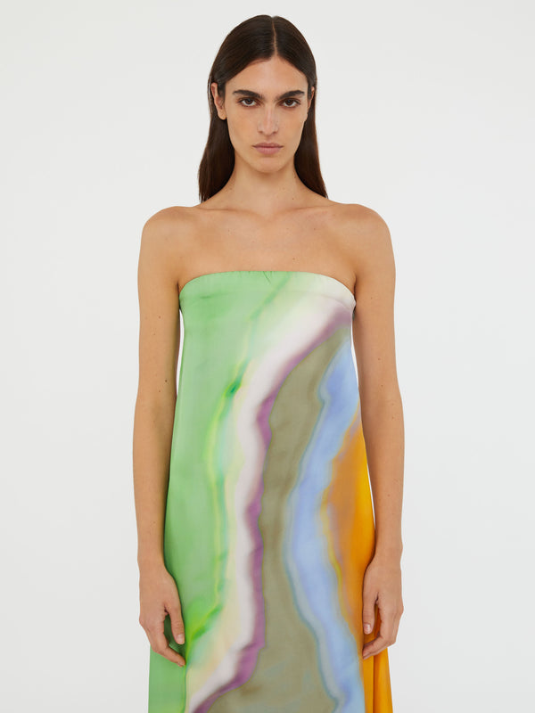 Christopher Esber Aura Silk Strapless Dress Tangelo Aura Print Aura Silk Strapless Dress Aura Print