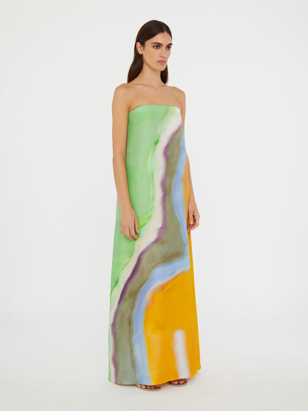 Christopher Esber Aura Silk Strapless Dress Tangelo Aura Print Aura Silk Strapless Dress Aura Print