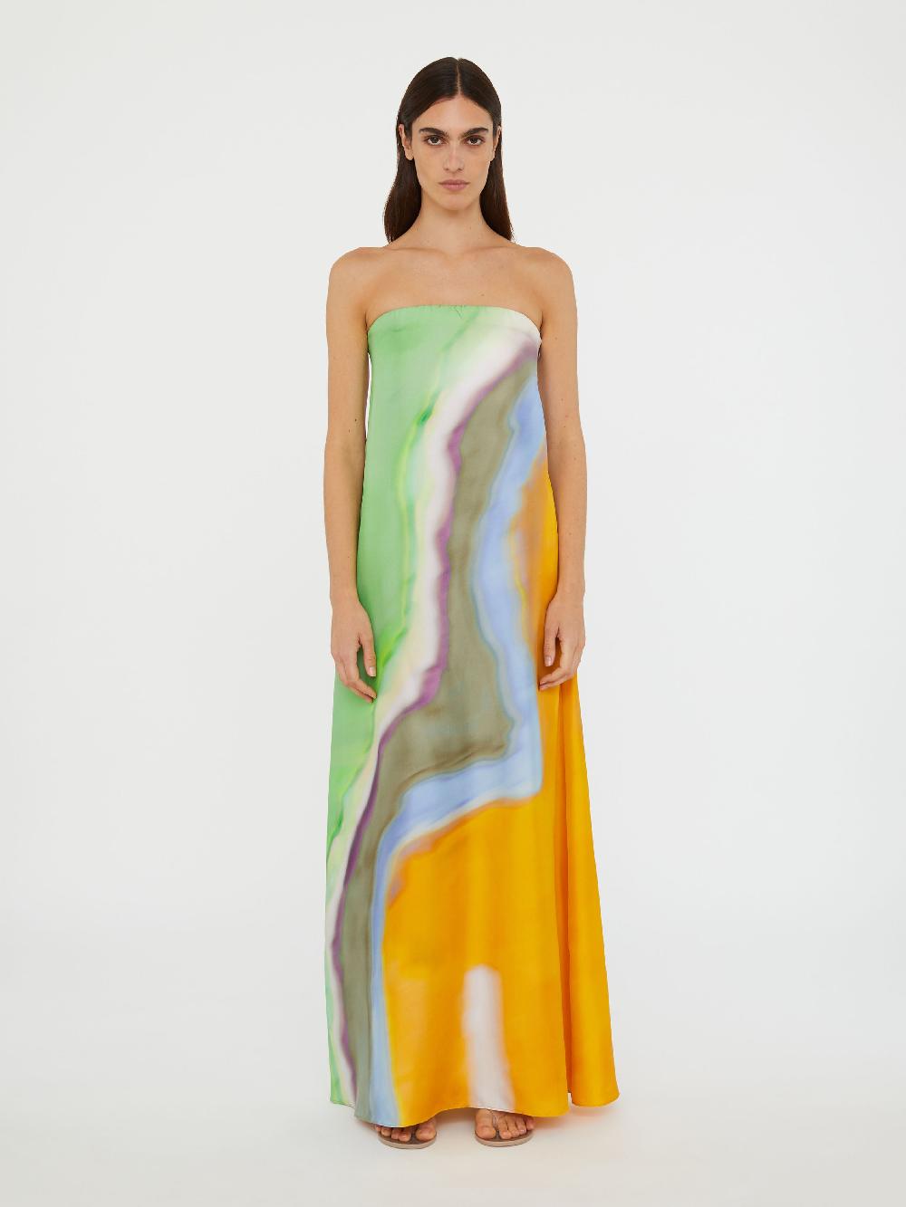 christopher esber Aura Silk Strapless Dress tangelo aura print Aura Silk Strapless Dress aura print