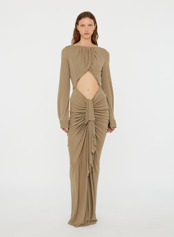 Christopher Esber Bateau Drape Disconnect Dress Eucalypt