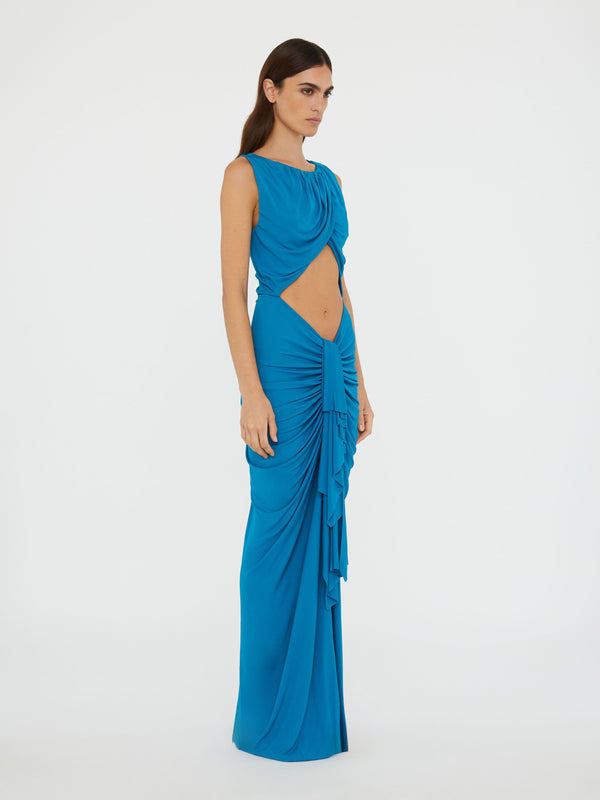 Christopher Esber Bateau Drape Disconnect Tank Dress Lake