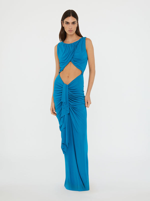 Christopher Esber Bateau Drape Disconnect Tank Dress Lake