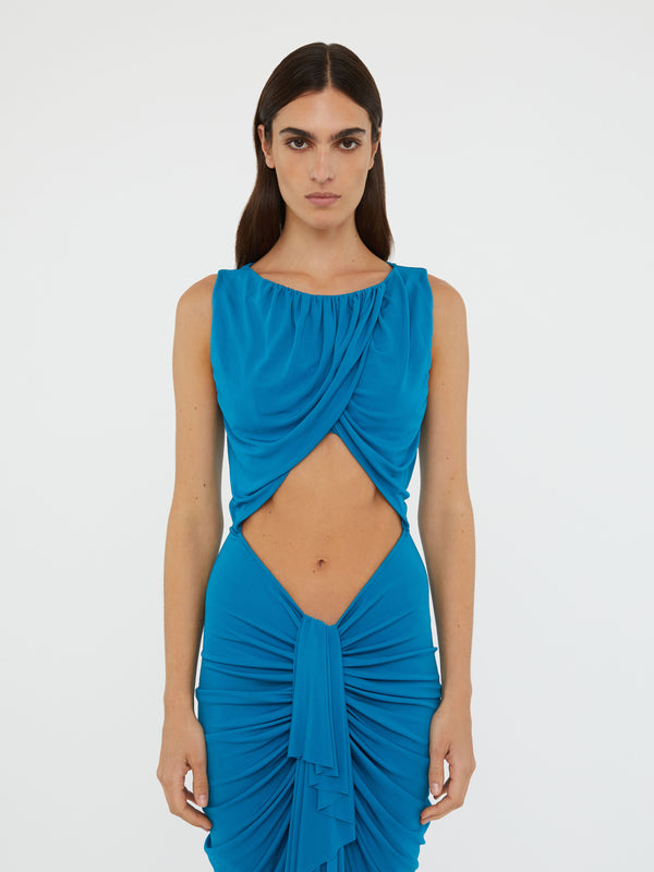 Christopher Esber Bateau Drape Disconnect Tank Dress Lake