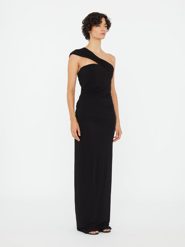 Christopher Esber Beach Glass Draped Jersey Strapless Dress Black