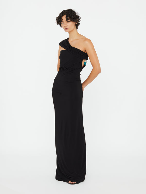 Christopher Esber Beach Glass Draped Jersey Strapless Dress Black