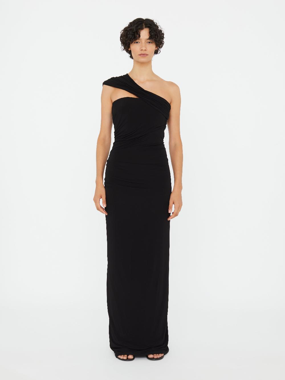 christopher esber Beach Glass Draped Jersey Strapless Dress black