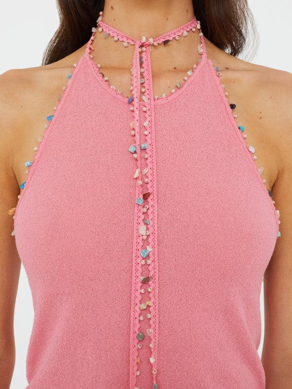 Christopher Esber Beach Quartz Halter Tank Cerise Pink Beach Quartz Halter Tank Bone