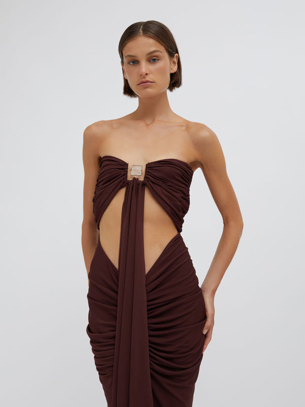 Christopher Esber Bezel Quartz Disconnect Dress Mahogany Bezel Quartz Disconnect Dress Sodalite Bezel Quartz Disconnect Dress Evergreen Bezel Quartz Disconnect Dress Bottle Green