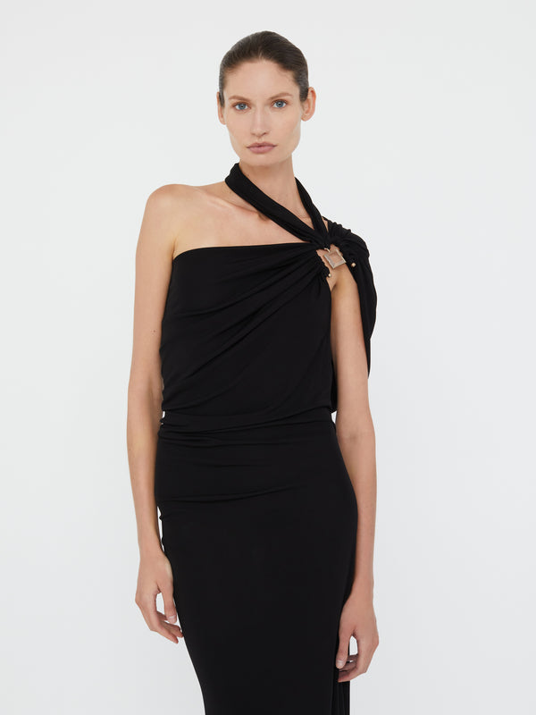 Christopher Esber Bezel Quartz Halter Dress Black Bezel Quartz Halter Dress Shadow Grey Bezel Quartz Halter Dress Bottle Green